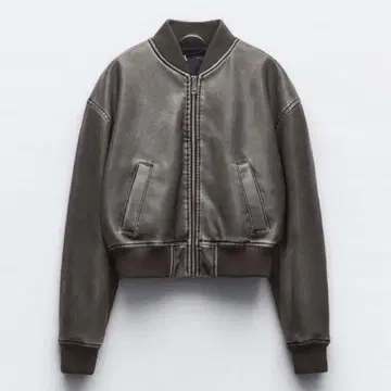 ZARA 레더 봄버 자켓 그레이