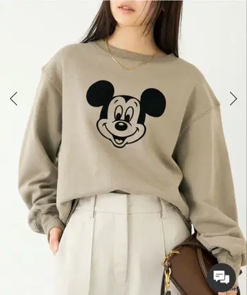 미키/플로키 프린트 맨투맨 4L 그레이