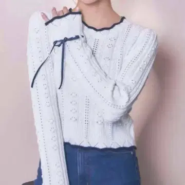 릴리안캐럿 LILLIANCARAT 트리밍 패턴 메쉬 니트 블랙 익명 배송