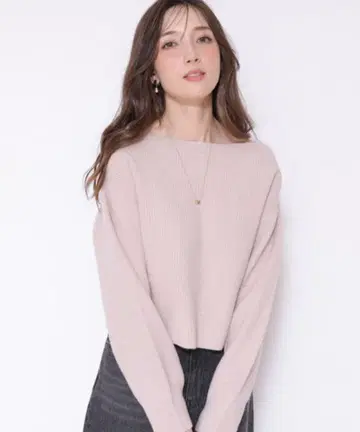리브 보트넥 긴팔 니트