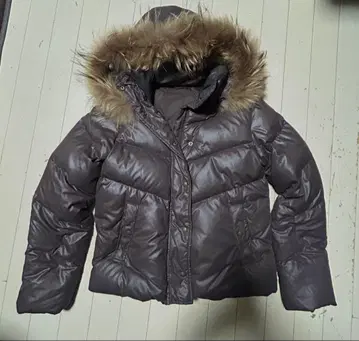 다크 브라운 다운 자켓 퍼 포함 짧은 기장 Y2K 헤이세이 그런지