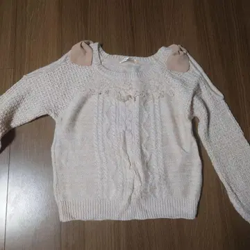 리즈멜로 리본 포함 케이블 니트 핑크 [배송비 포함]