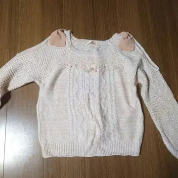 리즈멜로 리본 포함 케이블 니트 핑크 [배송비 포함]