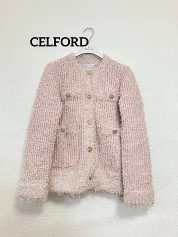 셀포드 CELFORD 트위드 가디건 핑크