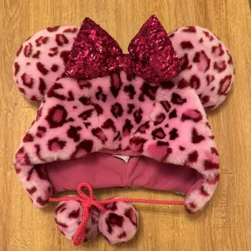 팬캡 레오파드 무늬 디즈니 핑크 미니 레오파드