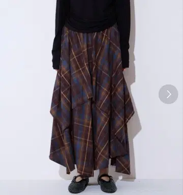 언밸런스 헤임 레이어드 체크 스커트