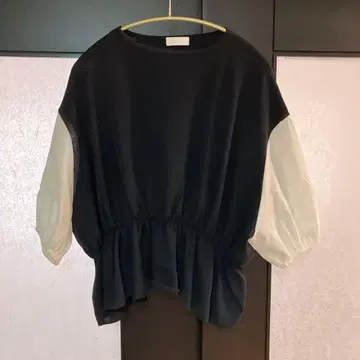 2024 볼지 패브릭 콤비 퍼프 슬리브 풀오버 ballsey