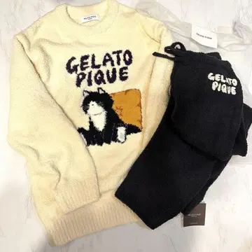 젤라또피케 옴 세트 고양이 패턴 룸웨어 새상품