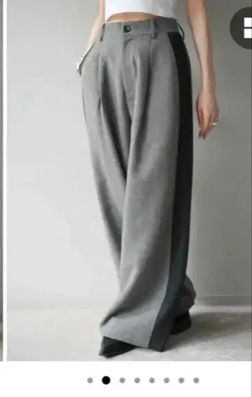 새상품 Lumier 트위드 사이드 배색 와이드 팬츠 그레이