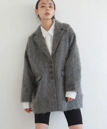 (완판템) LIAN 샤기 테일러드 자켓 코트 그레이 미사용품