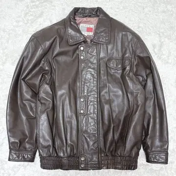 FLYING TIGERS' 빈티지 브라운 가죽 자켓 소가죽