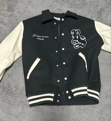 바시티 자켓 블랙/아이보리 자수