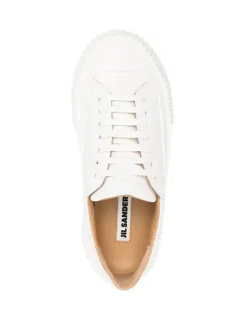 질샌더 화이트 가죽 플랫폼 스니커즈