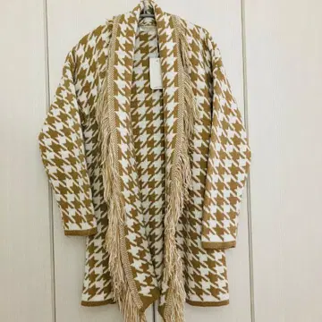 [ 특가 ] 두꺼운 원단 니트 하운드투스 택 포함 가디건 개성파