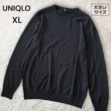 새상품급 유니클로 빅 사이즈 파인 메리노 크루넥 스웨터 그레이 XL