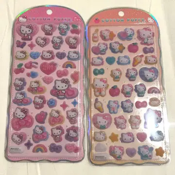 헬로키티 2종 레오파드 코튼 파우치 씰 산리오 키티