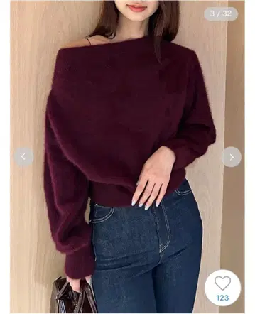 스나이델 폭스 알파카 오프숄더 풀오버