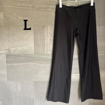 이지 팬츠 [ L ] 스트레치 소재 블랙 와이드 팬츠 블랙 무지