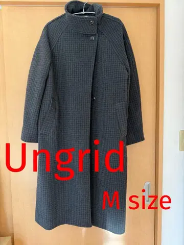 Ungrid 그레이 체크 무늬 롱 코트