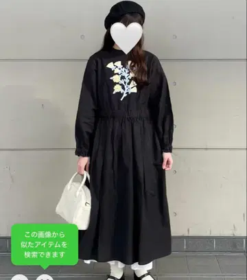 츠발바이 사만사 모스모스 tsuharu 가슴 리본 자수 원피스 블랙