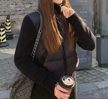 니트 절개 충전솜 블루종