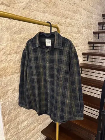 빈티지 CONSENSUS 그린 계열 체크 플란넬 셔츠