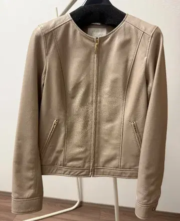 베이지 싱글 라이더 자켓