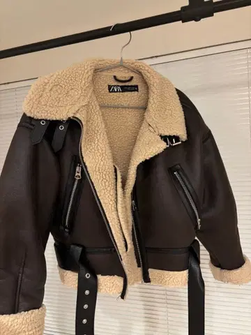 ZARA 다크 브라운 무스탕 자켓 M