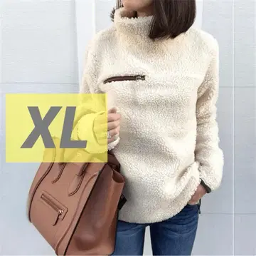 화이트 하이넥 포근포근 니트 스웨터 트렌드 플리스 XL