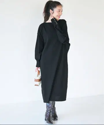 coca 블랙 롱 원피스 긴팔