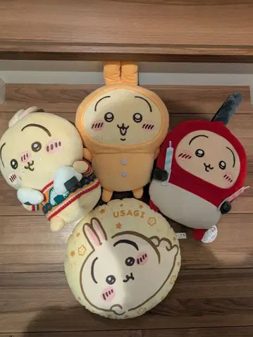 치이카와 (먼작귀) 토끼 봉제 인형 3개 & 쿠션 세트