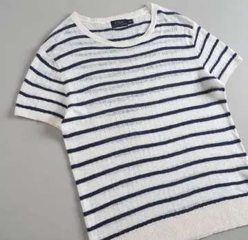 랄프 로렌 정품 린넨 100% 썸머 니트 반팔 보더 무늬 새상품급