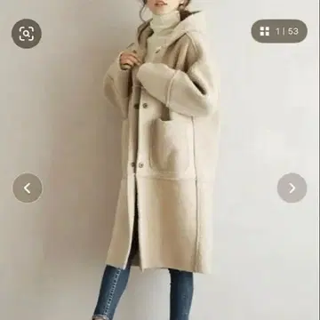 La-gemme 보아 코트 택 포함 미사용 후드 복슬복슬 라지엠