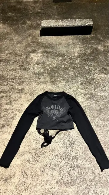 X-girl 래글런 롱T 크롭