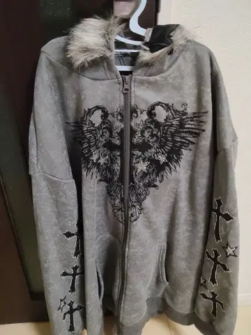 그런지 Y2K 후드티 그레이 안감 기모