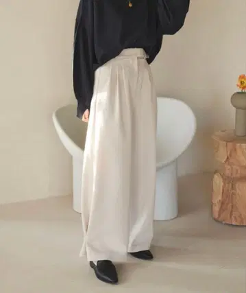 hinari 헴 후크 2WAY 와이드 팬츠 아이보리