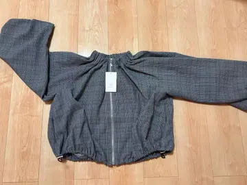 택 포함 새상품 BEAUTY & YOUTH 글렌체크 개더 블루종