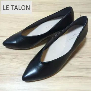 거의 미사용 르 탈론 스틸레토 소프트 가죽 펌프스 블랙 23.5