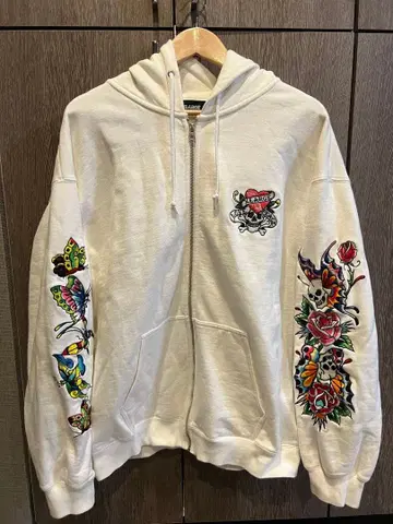 XLARGE x ED HARDY 콜라보 후드티 화이트 XL