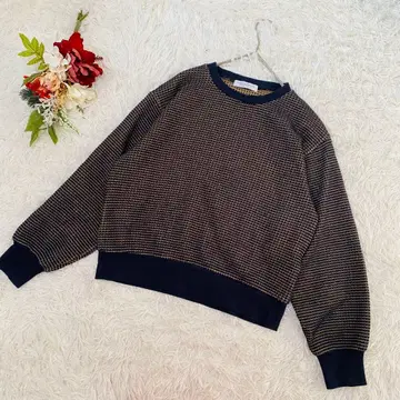 [ 유나이티드 애로우즈 ] 니트 긴팔 상의(F) 네이비&골드