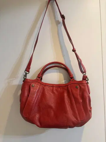 다코타 핸드백 2way 숄더백 가죽 턱, 로고 엠보, 빨간색