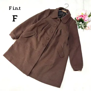 핀트 롱 코트 F 브라운 스텐 칼라 소매 버튼 울 혼방 101