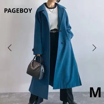 PAGEBOY 스탠드넥 롱 코트 딥 그린