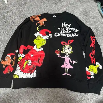 그린치 맨투맨 트레이닝복 S 블랙 GRINCH Dr.Seuss