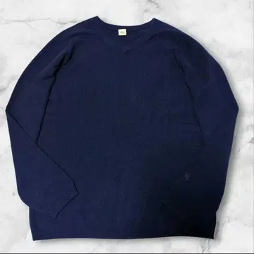 새상품급 론 헤르만 캐시미어 100% 얕은 V넥 니트 네이비 L