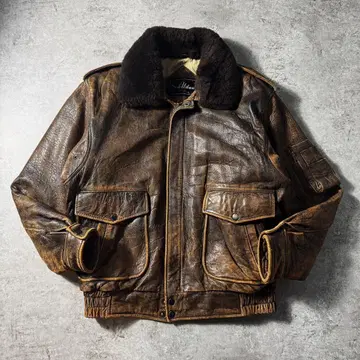 [ 90s ] G-1 A-2 플라이트 가죽 자켓 무스탕 옷깃 보아