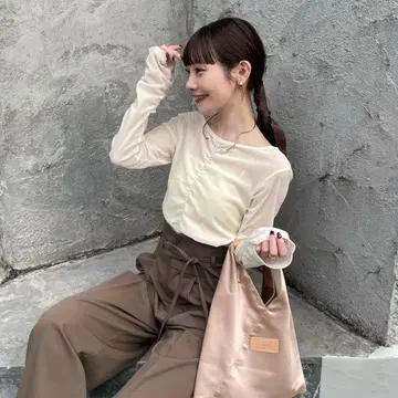 hinari 하이 허리 리본 팬츠 모카 택 포함 미개봉 새상품