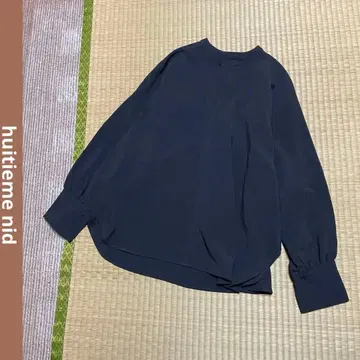 Huitieme nid V넥 돌먼 블라우스 풀오버 긴팔 그레이