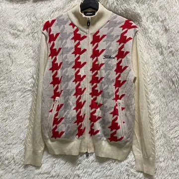 새상품급 타이틀리스트 집업 니트 스웨터 하운드 투스 패턴 L 사이즈