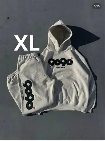 그레이 후드 부착 맨투맨 셋업